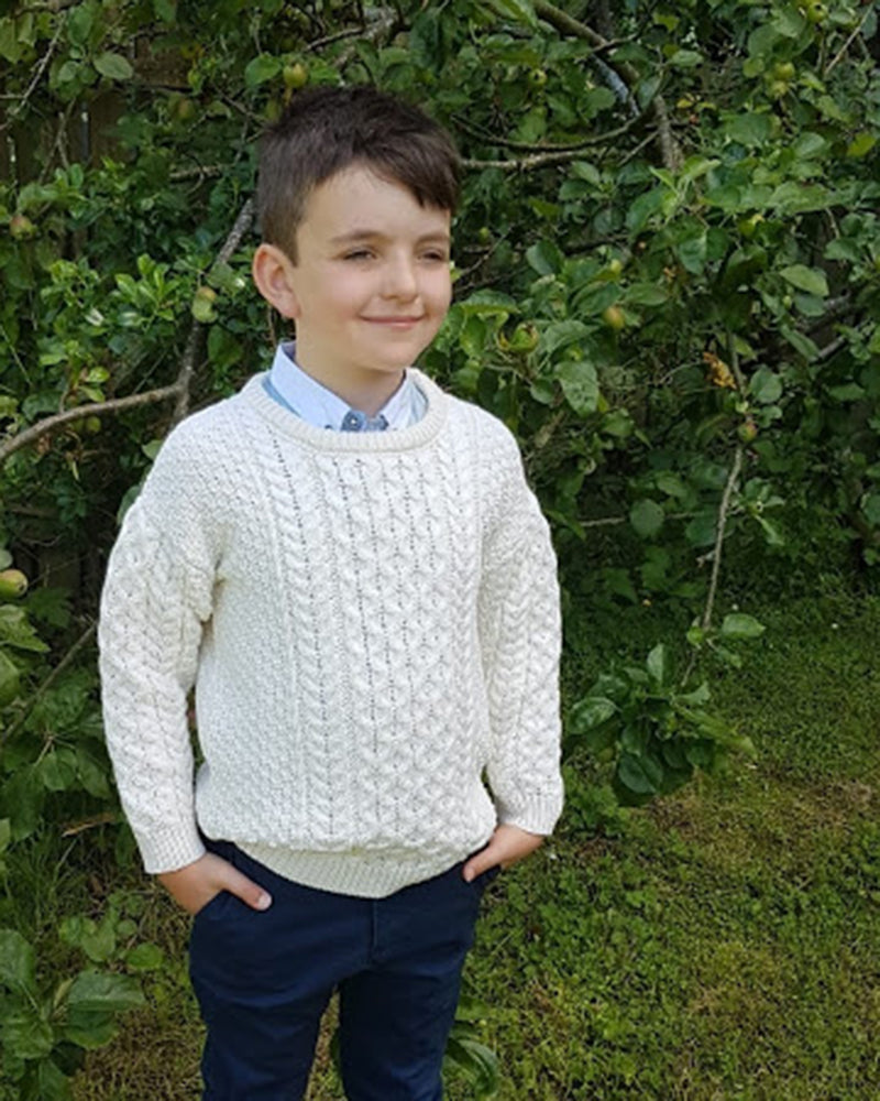 Children¡¯s Aran Crew Neck Sweater - Natural
