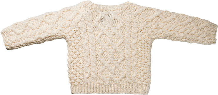 Baby Handknit Aran Cardigan with Sheep Pockets , Natural