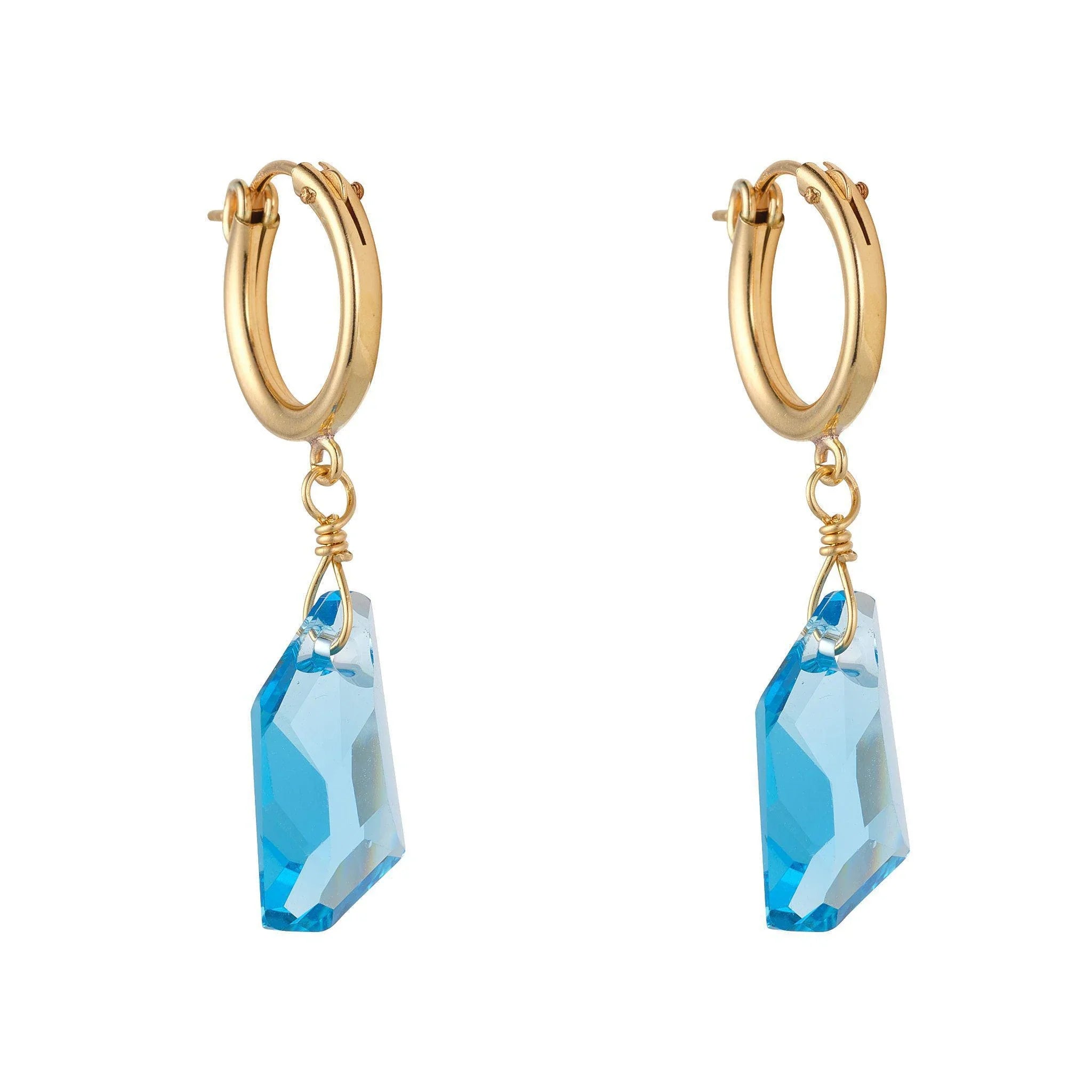 MoMuse Aqua Crystal Clip Hoops