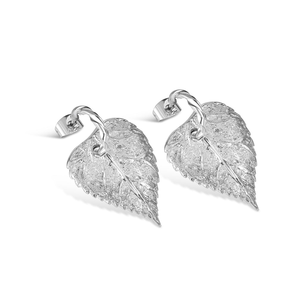 Newbridge Silverware Textured Leaf Earrings