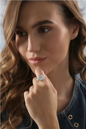 Newbridge Silverware Ring with Blue and Clear Stones