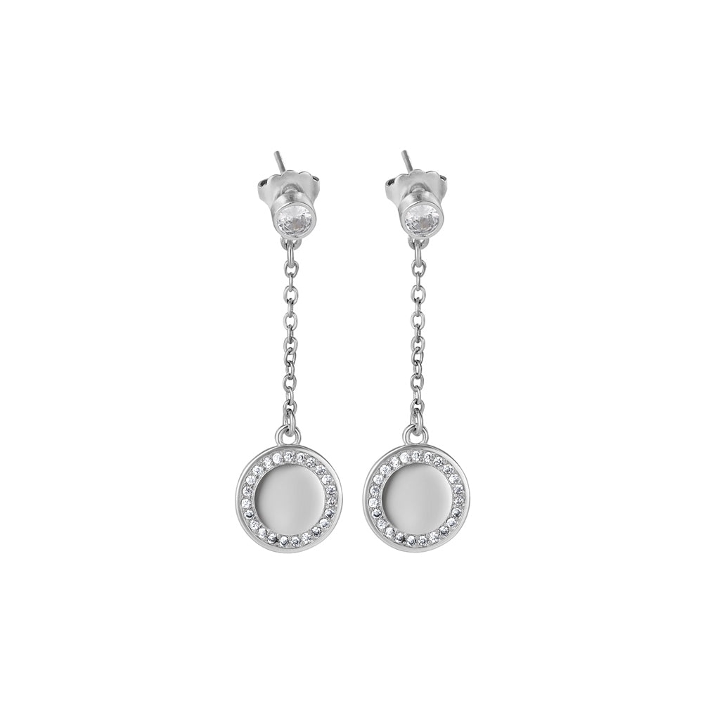 Newbridge Silverware Drop Earrings Clear Stone