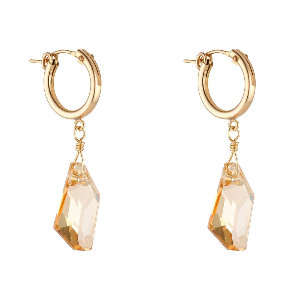 MoMuse Golden Crystal Clip Hoops