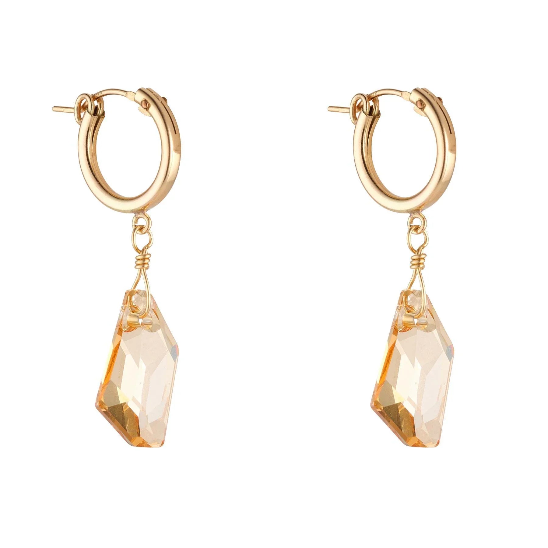 MoMuse Golden Crystal Clip Hoops