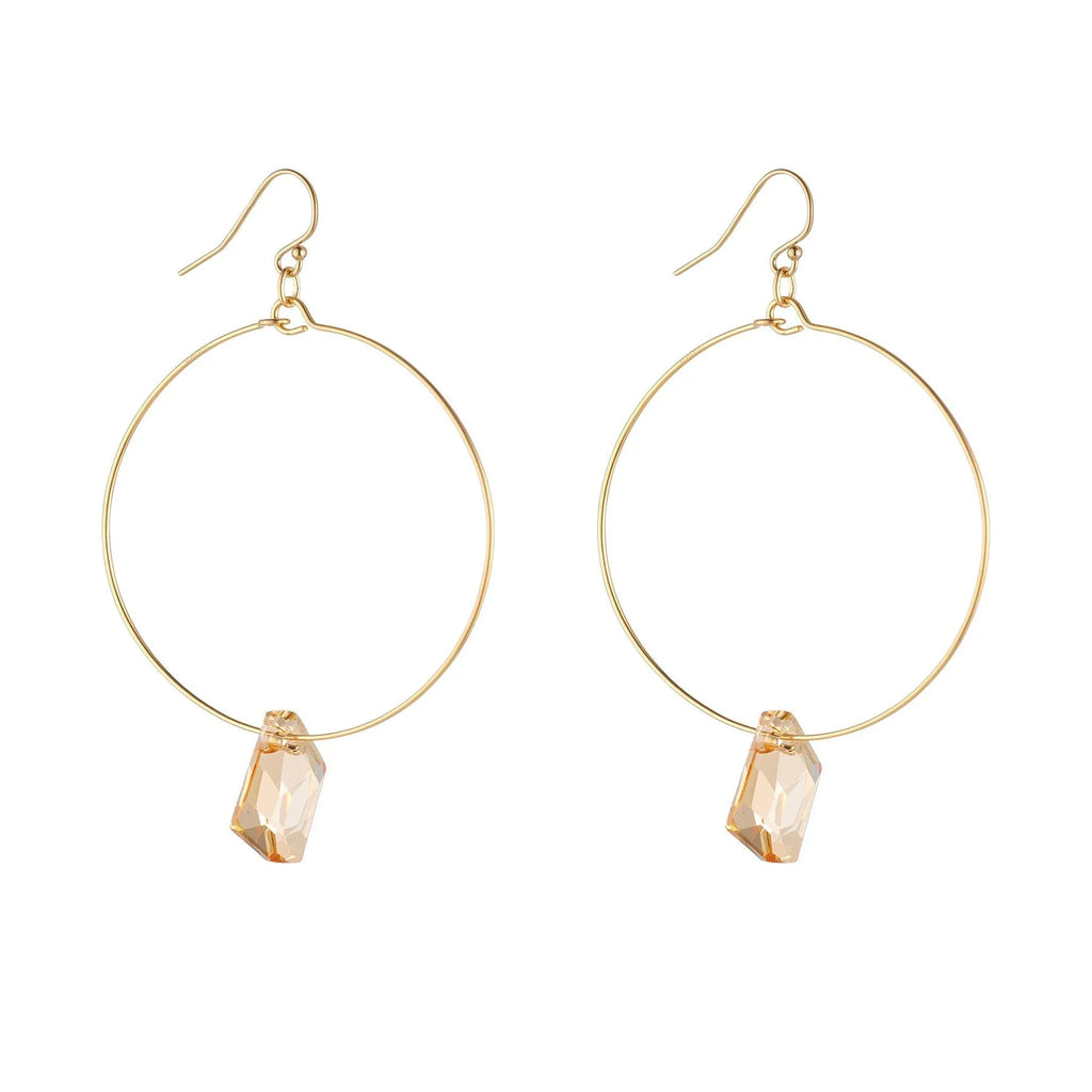 MoMuse Golden Crystal Hoops