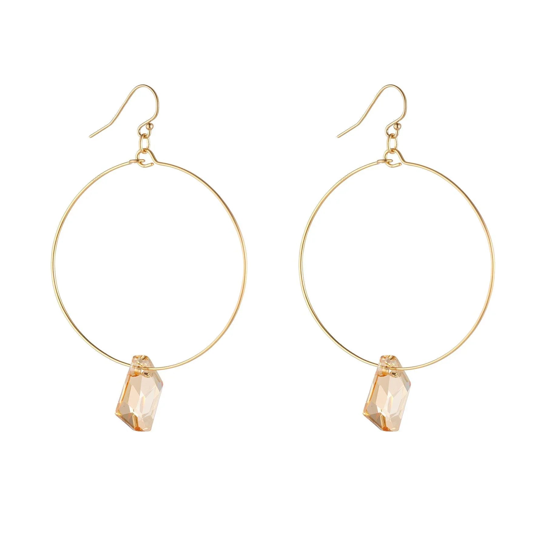 MoMuse Golden Crystal Hoops