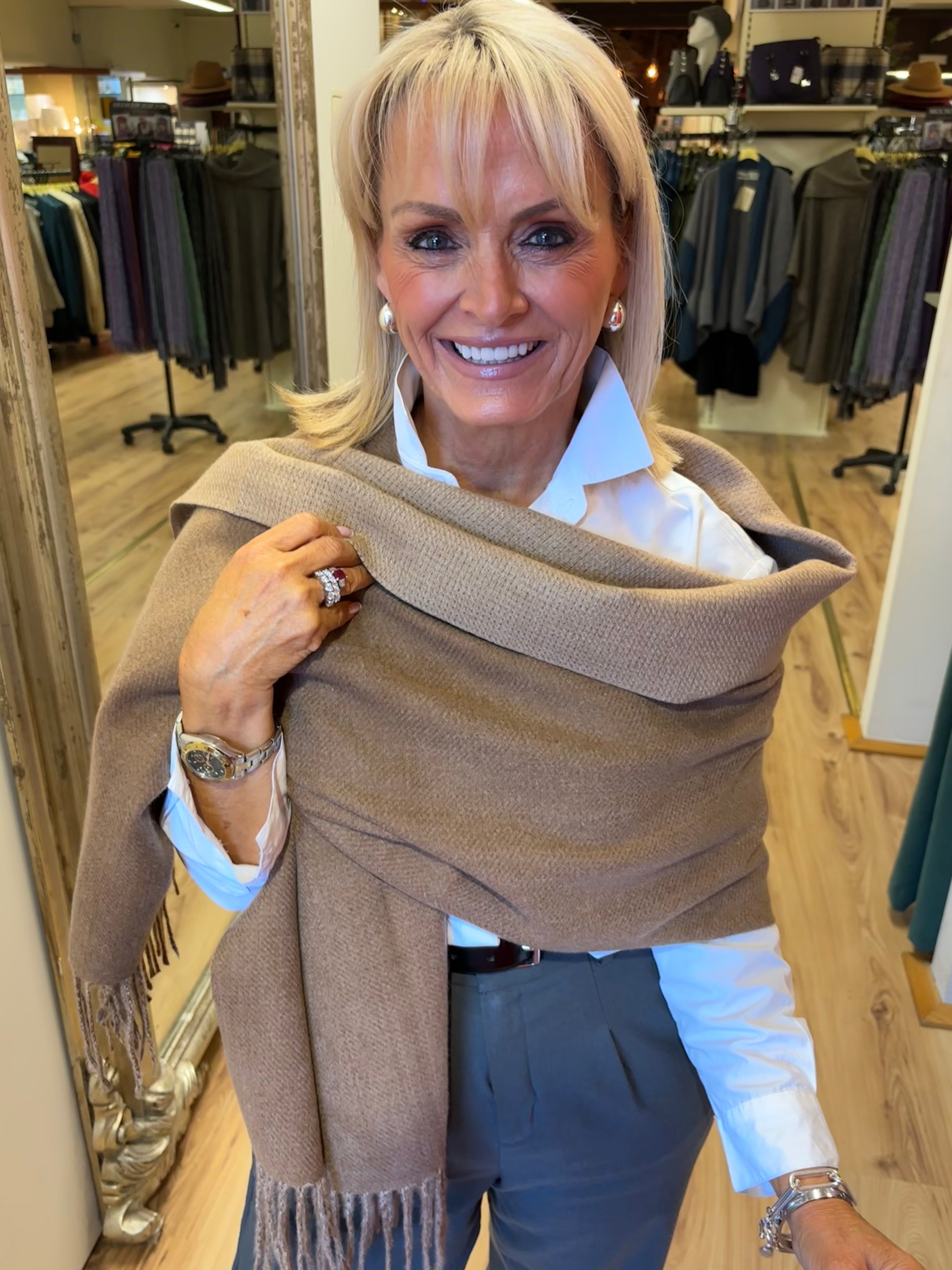 Cashmere Blend Scarf - Brown