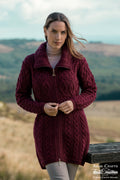 Double Collar Coat , Wine
