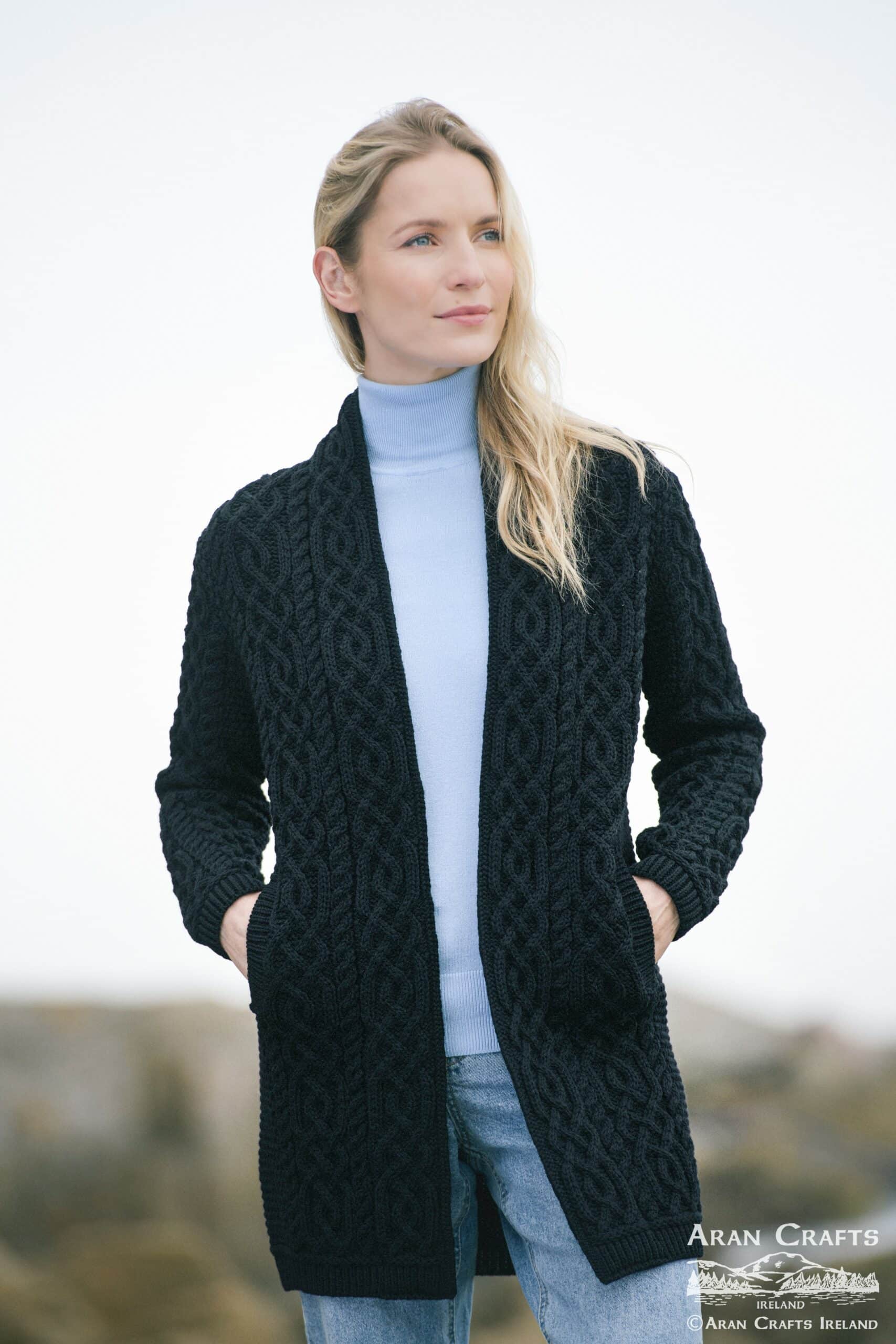 Celtic Braid Edge to Edge Coat , Charcoal