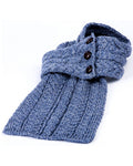 Aran Button Looped Scarf , Denim Blue