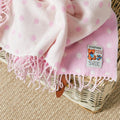 Foxford Pink Spot Lambswool Baby Blanket
