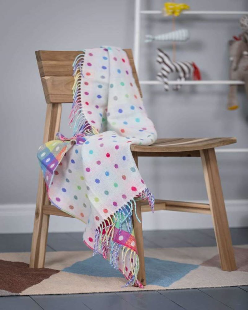 Foxford Rainbow Spot Lambswool Baby Blanket