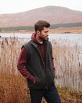 Men's Lined Shetland Aran Gilet , Charcoal